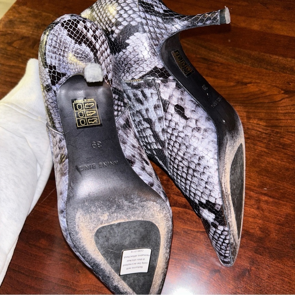 Anine Bing Ava Cloudy Ankle Snakeskin Print Heeled Bootie - Picture 6 of 8